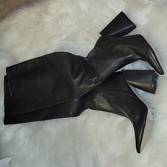 Massimo Matteo Mestico black leather over the knee boots chunk heel size 9M NEW… - Picture 6 of 9